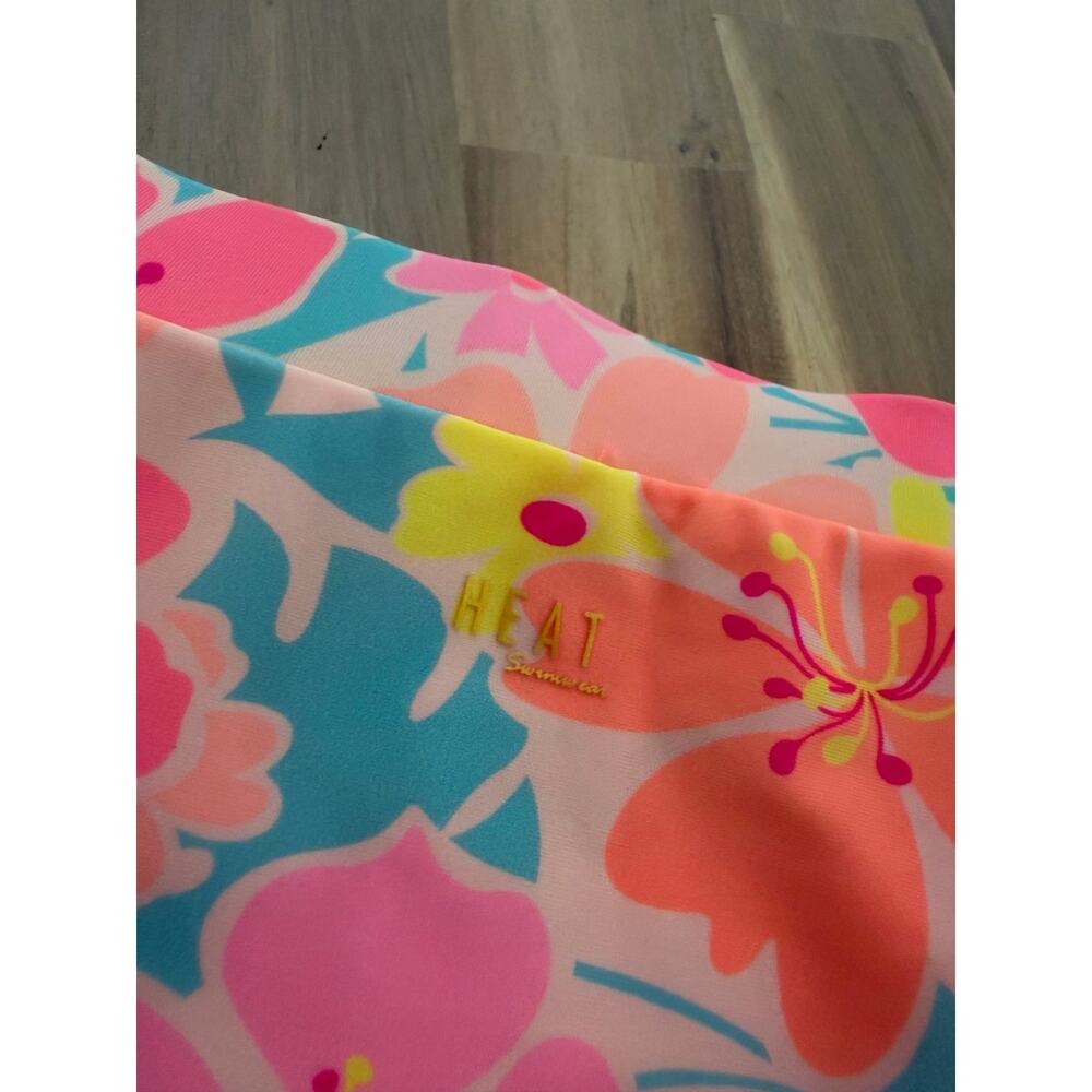 Heat Swimwear Pink Tropical Floral Underboob Swimsuit Bikini Swim Set Size XL - Picture 8 of 10